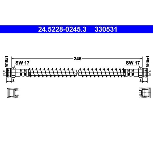 Bremsschlauch ATE 24.5228-0245.3 f&uuml;r CITRO&Euml;N PEUGEOT, Hinterachse links