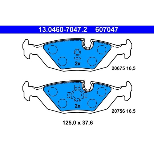 Bremsbelagsatz, Scheibenbremse ATE 13.0460-7047.2 f&uuml;r BMW, Hinterachse