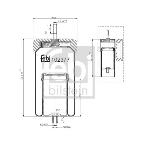 Febi Bilstein 102377 Luftfederbalg f&uuml;r Liftachse, mit Stahlkolben , 1 St&uuml;ck