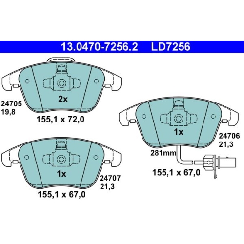Bremsbelagsatz, Scheibenbremse ATE 13.0470-7256.2 ATE Ceramic f&uuml;r VAG