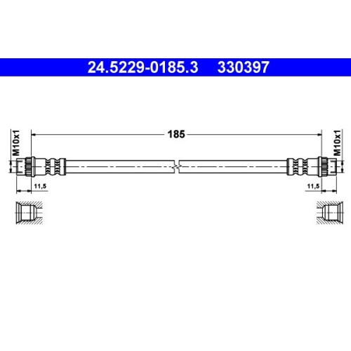Bremsschlauch ATE 24.5229-0185.3 f&uuml;r RENAULT, Hinterachse, mitte