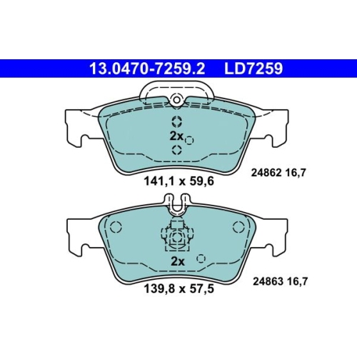 Bremsbelagsatz, Scheibenbremse ATE 13.0470-7259.2 ATE Ceramic f&uuml;r MERCEDES-BENZ