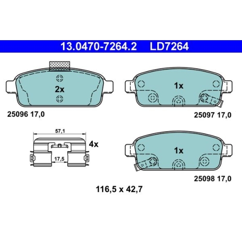 Bremsbelagsatz, Scheibenbremse ATE 13.0470-7264.2 ATE Ceramic f&uuml;r OPEL CHEVROLET
