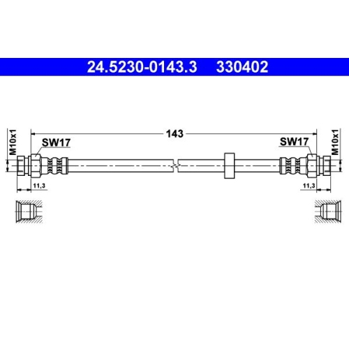 Bremsschlauch ATE 24.5230-0143.3 f&uuml;r VAG, Hinterachse