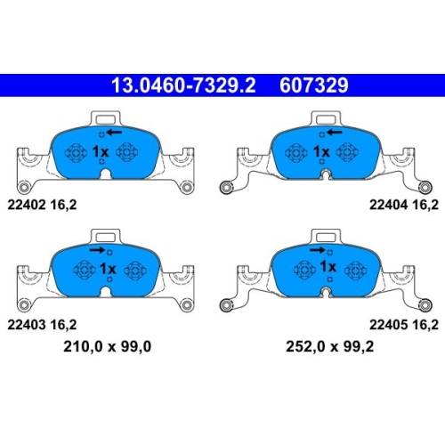 Bremsbelagsatz, Scheibenbremse ATE 13.0460-7329.2 f&uuml;r VAG, Vorderachse