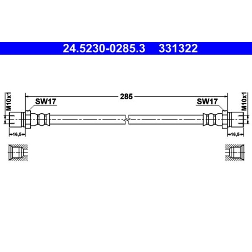 Bremsschlauch ATE 24.5230-0285.3 f&uuml;r VAG, Vorderachse