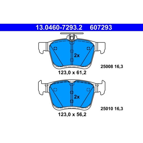 Bremsbelagsatz, Scheibenbremse ATE 13.0460-7293.2 f&uuml;r SEAT SKODA VAG