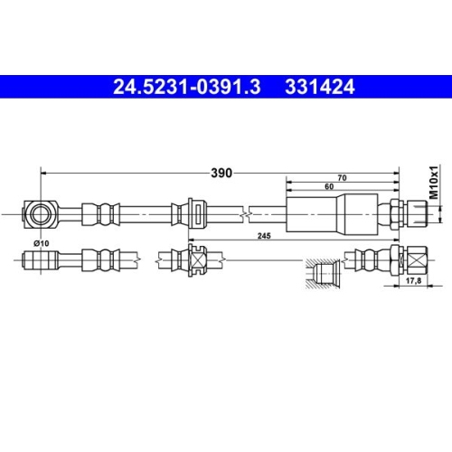 Bremsschlauch ATE 24.5231-0391.3 f&uuml;r OPEL, Vorderachse