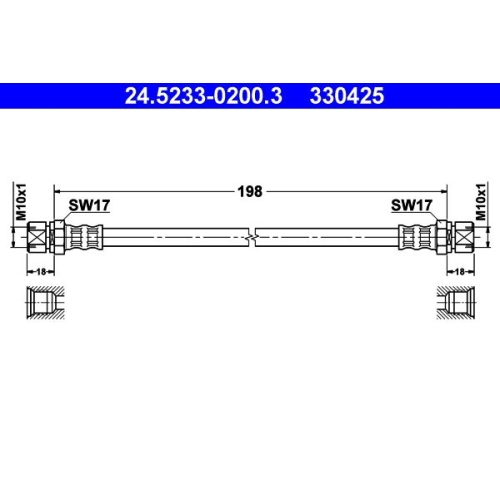 Bremsschlauch ATE 24.5233-0200.3 f&uuml;r OPEL SAAB, Hinterachse