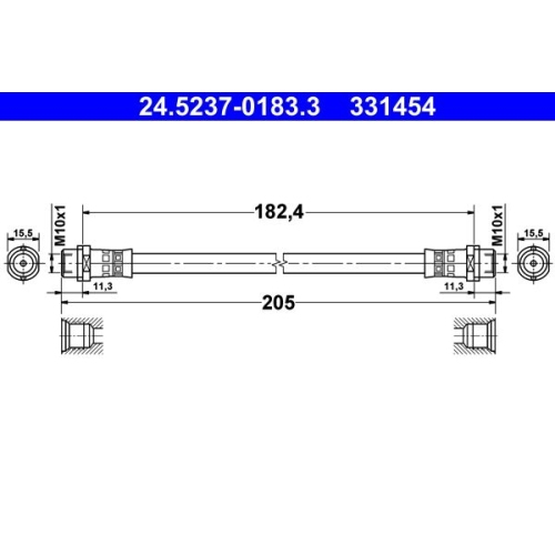 Bremsschlauch ATE 24.5237-0183.3 f&uuml;r SKODA VAG, Hinterachse