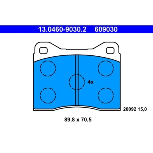 Bremsbelagsatz, Scheibenbremse ATE 13.0460-9030.2 f&uuml;r BMW, Vorderachse