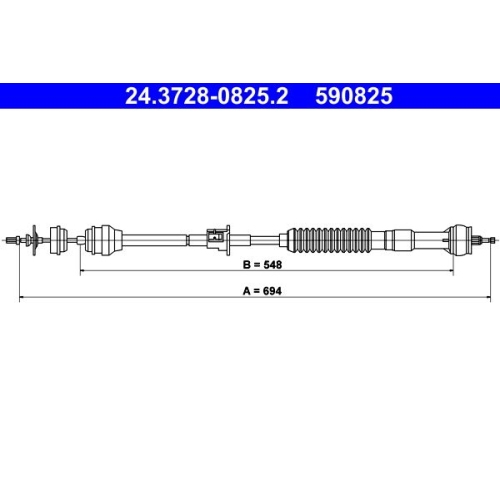 Seilzug, Kupplungsbet&auml;tigung ATE 24.3728-0825.2 f&uuml;r PEUGEOT