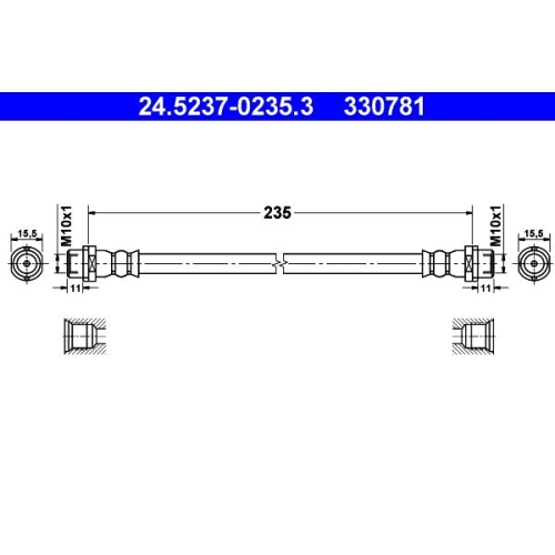 Bremsschlauch ATE 24.5237-0235.3 f&uuml;r MERCEDES-BENZ VAG, Hinterachse