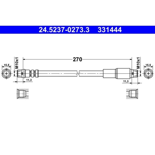 Bremsschlauch ATE 24.5237-0273.3 f&uuml;r VAG, Vorderachse