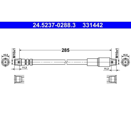 Bremsschlauch ATE 24.5237-0288.3 f&uuml;r VAG, Vorderachse