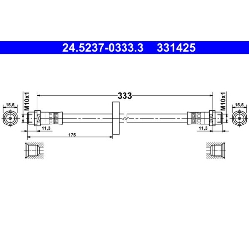 Bremsschlauch ATE 24.5237-0333.3 f&uuml;r VAG, Vorderachse