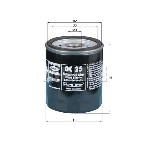 &Ouml;lfilter KNECHT OC 25 f&uuml;r BMW FORD GMC AGRIA O & K CATERPILLAR ONAN LOMBARDINI
