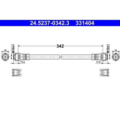 Bremsschlauch ATE 24.5237-0342.3 f&uuml;r MERCEDES-BENZ, Hinterachse
