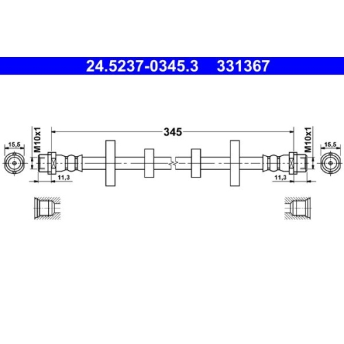 Bremsschlauch ATE 24.5237-0345.3 f&uuml;r VAG, Vorderachse, Vorderachse rechts