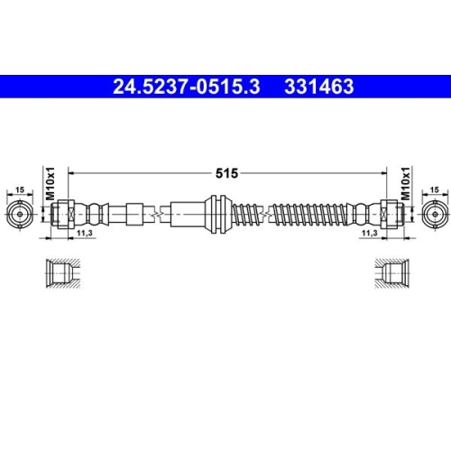 Bremsschlauch ATE 24.5237-0515.3 f&uuml;r PORSCHE VAG, Vorderachse