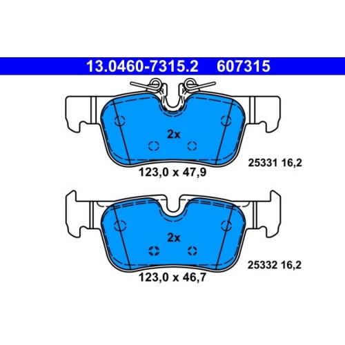 Bremsbelagsatz, Scheibenbremse ATE 13.0460-7315.2 f&uuml;r BMW, Hinterachse