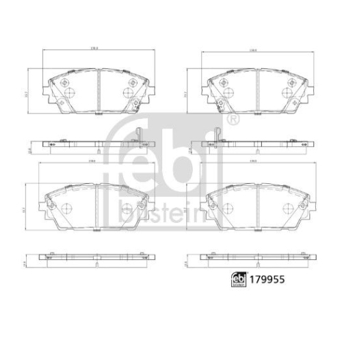 Bremsbelagsatz, Scheibenbremse FEBI BILSTEIN 179955 f&uuml;r MAZDA, Vorderachse
