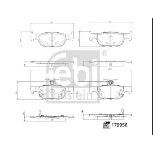 Bremsbelagsatz, Scheibenbremse FEBI BILSTEIN 179956 f&uuml;r MAZDA, Hinterachse
