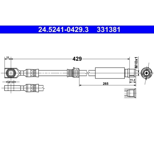 Bremsschlauch ATE 24.5241-0429.3 f&uuml;r OPEL, Vorderachse