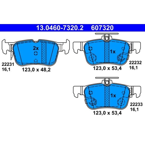 Bremsbelagsatz, Scheibenbremse ATE 13.0460-7320.2 f&uuml;r FORD, Hinterachse