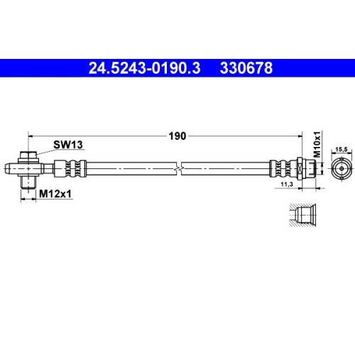 Bremsschlauch ATE 24.5243-0190.3 f&uuml;r VAG, Hinterachse, am Bremssattel