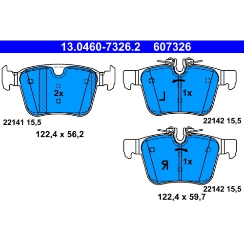 Bremsbelagsatz, Scheibenbremse ATE 13.0460-7326.2 f&uuml;r JAGUAR VOLVO LAND ROVER