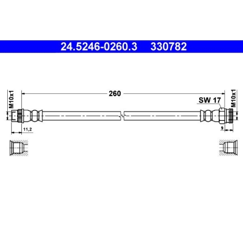 Bremsschlauch ATE 24.5246-0260.3 f&uuml;r CITRO&Euml;N PEUGEOT, Hinterachse