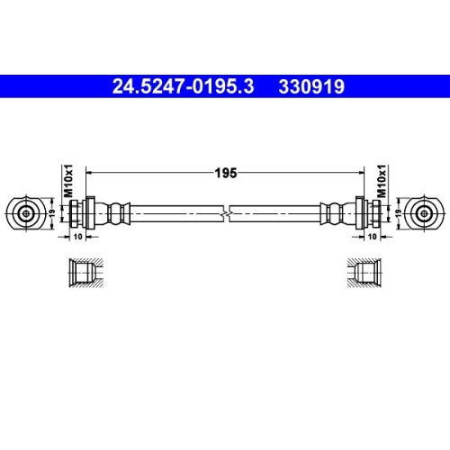 Bremsschlauch ATE 24.5247-0195.3 f&uuml;r NISSAN, Hinterachse