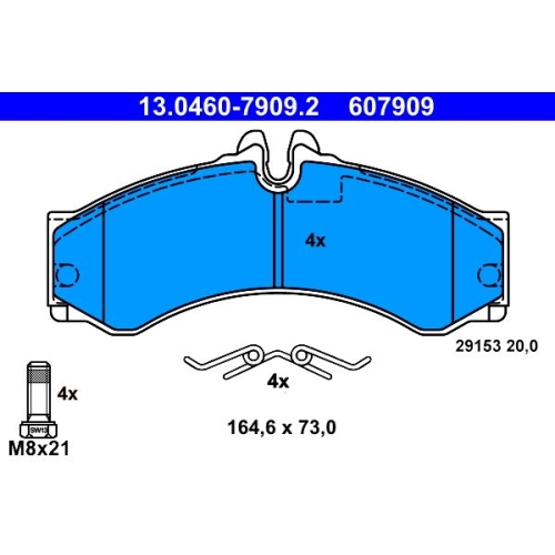 Bremsbelagsatz, Scheibenbremse ATE 13.0460-7909.2 f&uuml;r CHRYSLER MERCEDES-BENZ VAG
