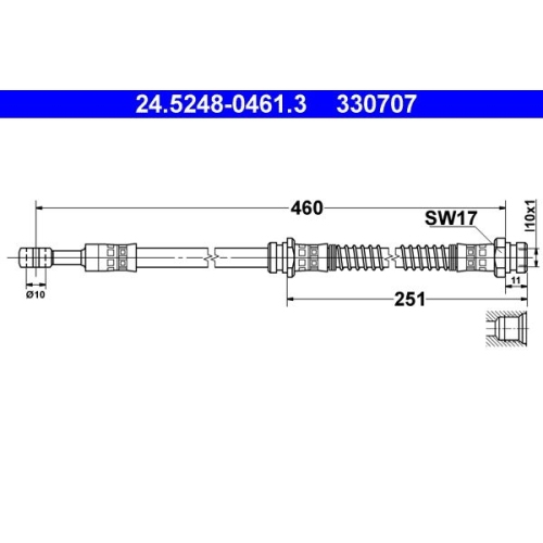 Bremsschlauch ATE 24.5248-0461.3 f&uuml;r MITSUBISHI VOLVO, Vorderachse