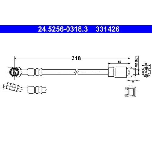 Bremsschlauch ATE 24.5256-0318.3 f&uuml;r OPEL, Vorderachse