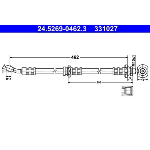 Bremsschlauch ATE 24.5269-0462.3 f&uuml;r NISSAN, Vorderachse
