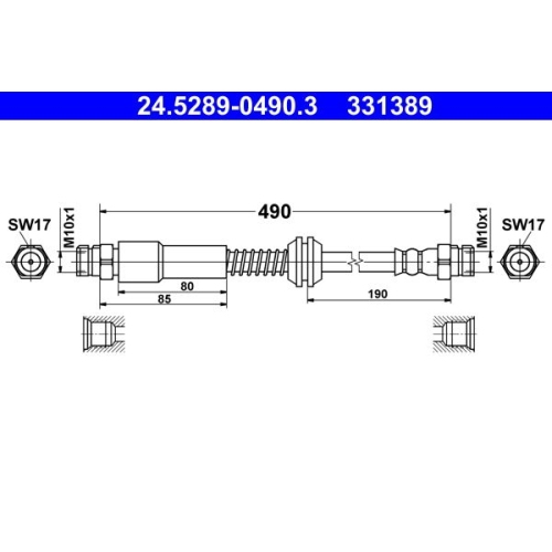 Bremsschlauch ATE 24.5289-0490.3 f&uuml;r VAG, Hinterachse