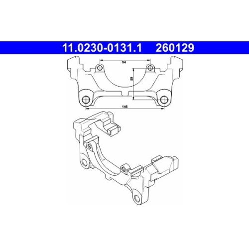 Halter, Bremssattel ATE 11.0230-0131.1 f&uuml;r SEAT SKODA VAG, Vorderachse