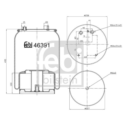 Febi Bilstein 46391 Luftfederbalg mit Stahlkolben , 1 St&uuml;ck