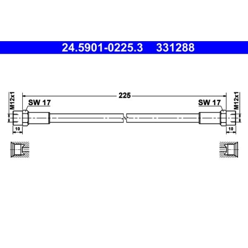 Kupplungsschlauch ATE 24.5901-0225.3 f&uuml;r MERCEDES-BENZ
