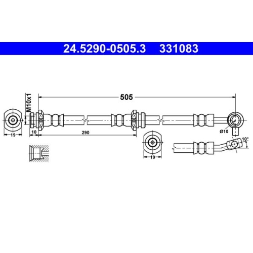 Bremsschlauch ATE 24.5290-0505.3 f&uuml;r NISSAN, Vorderachse links