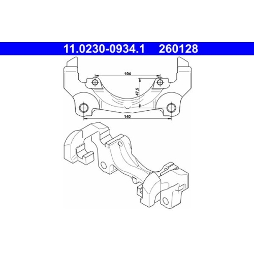 Halter, Bremssattel ATE 11.0230-0934.1 f&uuml;r FORD VOLVO LAND ROVER, Vorderachse
