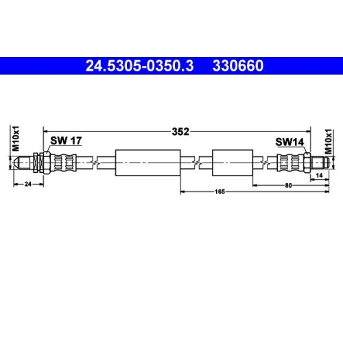 Bremsschlauch ATE 24.5305-0350.3 f&uuml;r FORD, Hinterachse