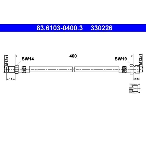 Bremsschlauch ATE 83.6103-0400.3 f&uuml;r MAGIRUS-DEUTZ MERCEDES-BENZ