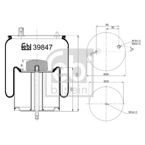 Febi Bilstein 39847 Luftfederbalg mit Stahlkolben und Kolbenstange , 1 St&uuml;ck