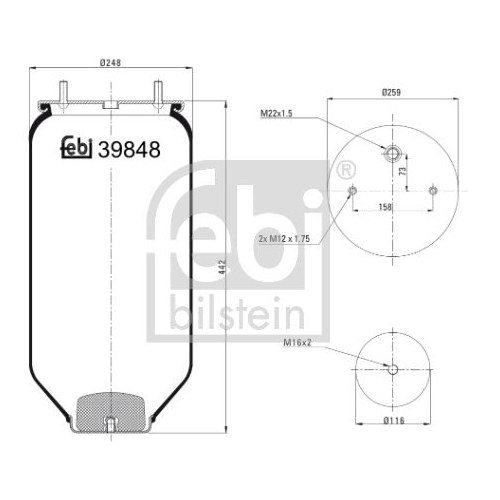 Febi Bilstein 39848 Luftfederbalg ohne Kolben , 1 St&uuml;ck