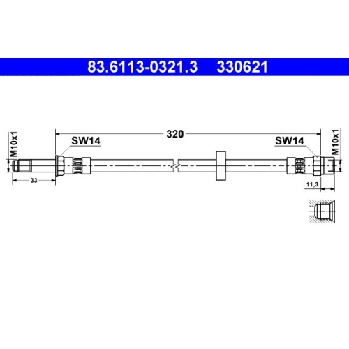 Bremsschlauch ATE 83.6113-0321.3 f&uuml;r SEAT VOLVO, Vorderachse
