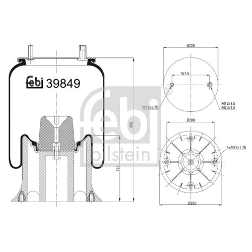 Febi Bilstein 39849 Luftfederbalg mit Kunststoffkolben , 1 St&uuml;ck