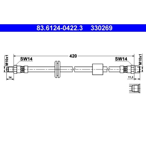 Bremsschlauch ATE 83.6124-0422.3 f&uuml;r BMW, Vorderachse